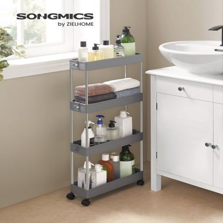 SONGMICS 4-Tier Storage Cart on Wheels Gray