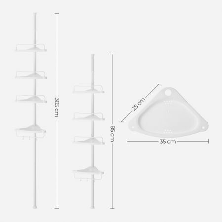 SONGMICS Adjustable Bathroom Corner Shelf with 4 Trays White