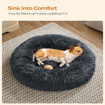 FEANDREA 60cm Dog Bed with Removable Washable Cusion Dark Gray