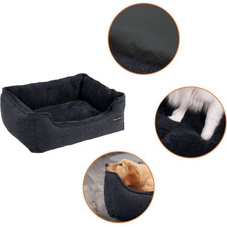 FEANDREA 110cm Dog Sofa Bed with Removable Washable Cover Dark Grey