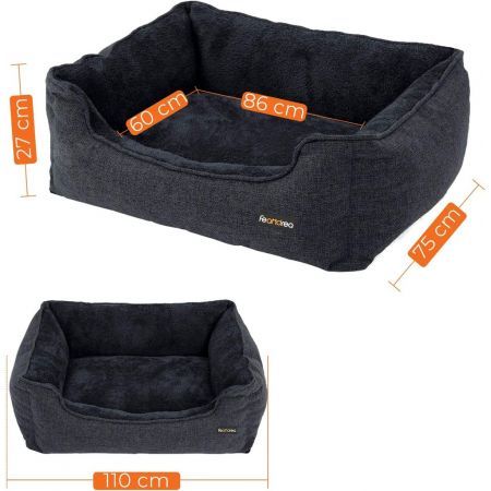 FEANDREA 110cm Dog Sofa Bed with Removable Washable Cover Dark Grey