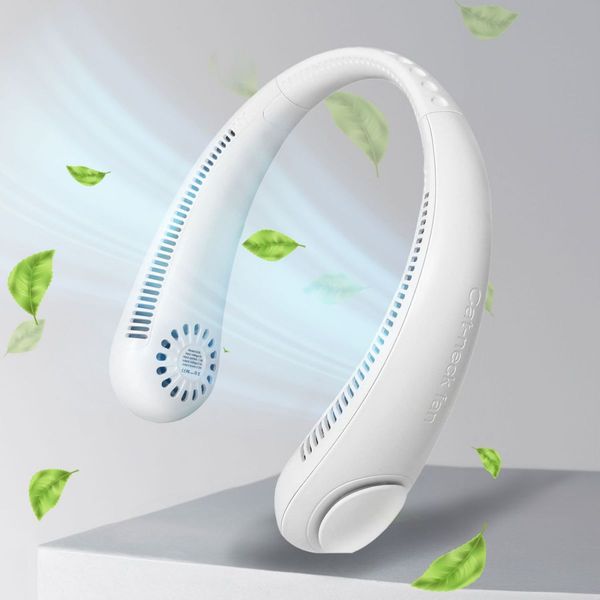 GOMINIMO Rechargeable Portable Bladeless Neck Fan with 3 Speeds and 62 Air Outlet (White) GO-NF-100-HJ