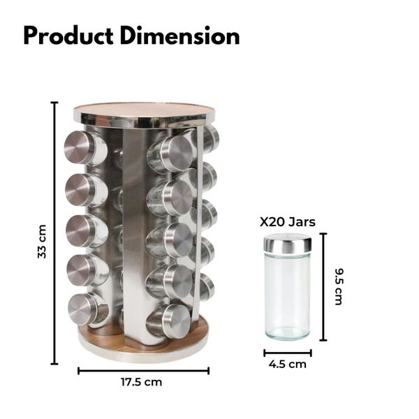 GOMINIMO Rotating Spice Rack Organizer (20 Jars) with Label Sticker and Silicone Funnel GO-RSR-104-ZK