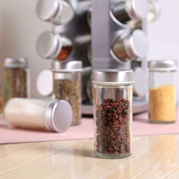 GOMINIMO Rotating Spice Rack Organizer (20 Jars) with Label Sticker and Silicone Funnel GO-RSR-104-ZK