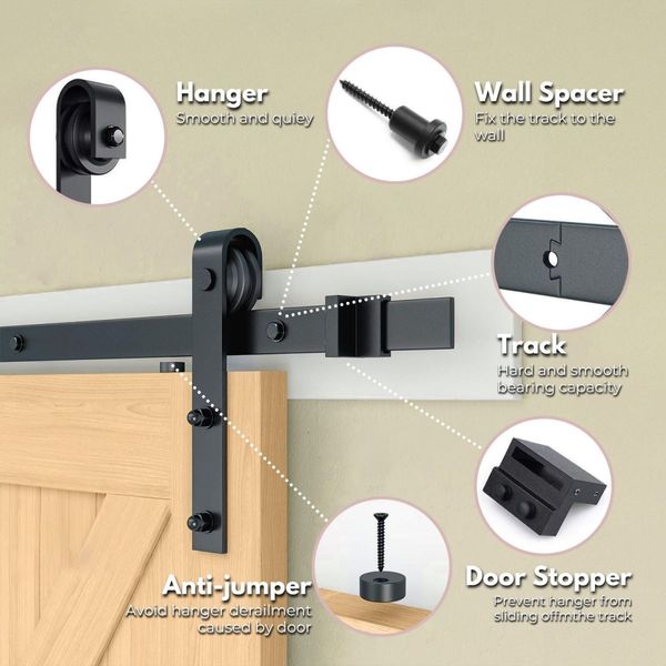 EKKIO 2m Sliding Barn Door Hardware Track EK-SDH-100-XJW