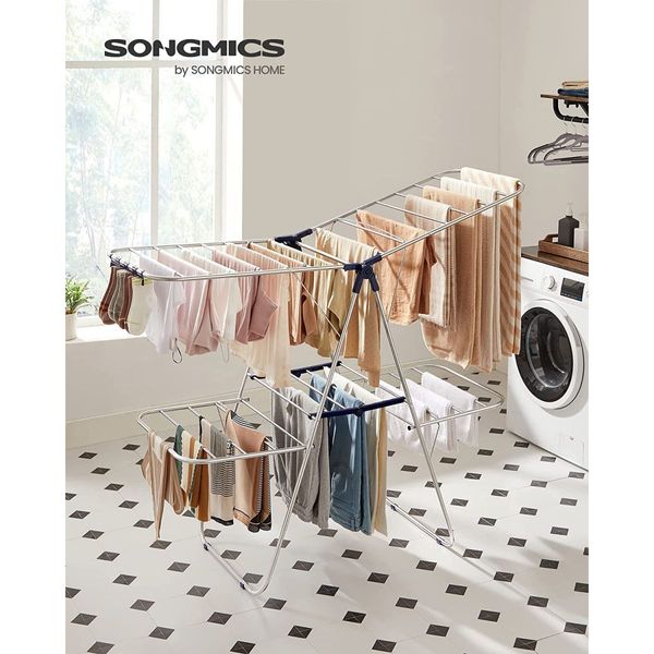 SONGMICS Foldable 2-Level Clothes Airer