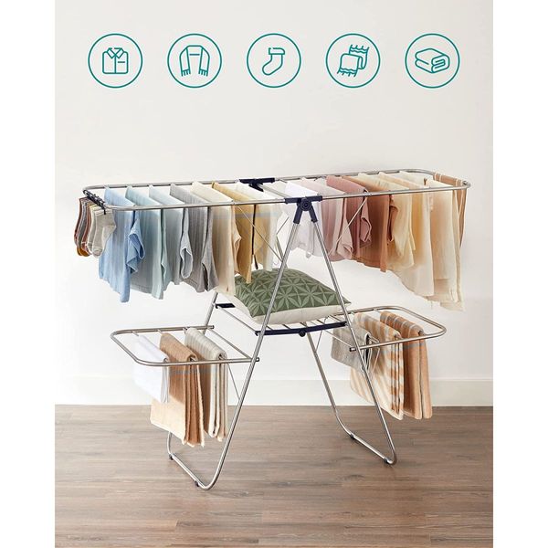 SONGMICS Foldable 2-Level Clothes Airer