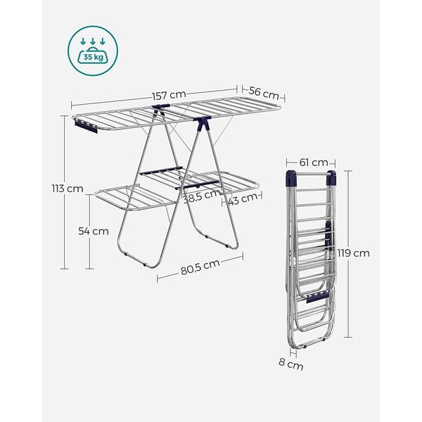 SONGMICS Foldable 2-Level Clothes Airer