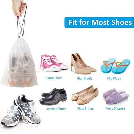 10PCS Portable Shoe Storage Drawstring Eco Storage Bag for Sundries Travel Makeup Bag Transparent Plastic Storage Bag