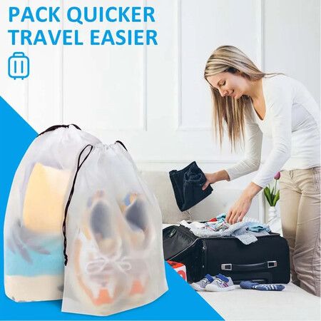 10PCS Portable Shoe Storage Drawstring Eco Storage Bag for Sundries Travel Makeup Bag Transparent Plastic Storage Bag