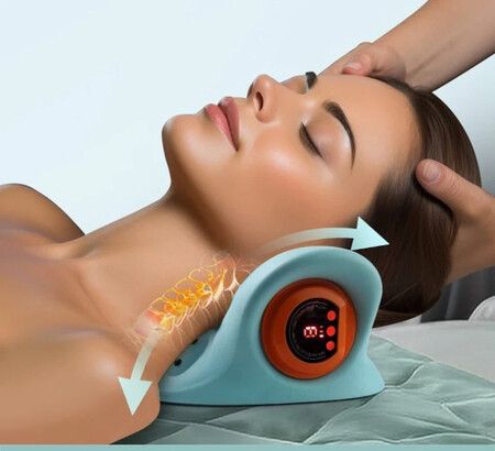 Ergonomic EMS Neck Massager Support Improved Posture Type C power Pillow Heating acupuncture Vibration Massage