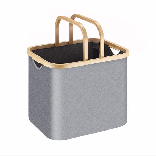 Collapsible Laundry Basket Large Washing Clothes Carrier Hamper Bathroom Organizer Foldable Toys Storage Bin with Handles 45L