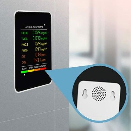 6 in 1 Air Quality Detector PM2.5 PM10 HCHO TVOC CO CO2 Multifunctional CO Carbon Dioxide LCD Large Screen Display  Home Office Hotel  Air Quality Tester