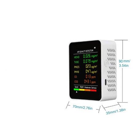 6 in 1 Air Quality Detector PM2.5 PM10 HCHO TVOC CO CO2 Multifunctional CO Carbon Dioxide LCD Large Screen Display  Home Office Hotel  Air Quality Tester