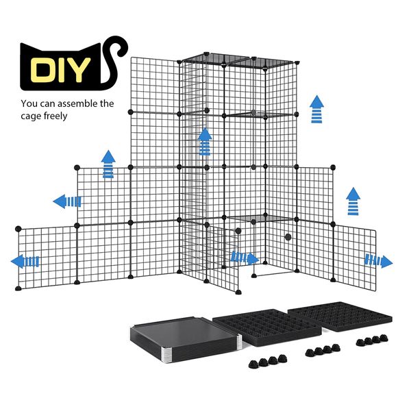 XL Cat Enclosure Cage House Metal DIY Rabbit Bunny Hutch Crate Ferret Kitten Kennel Fence Playpen Barrier Pen Habitat