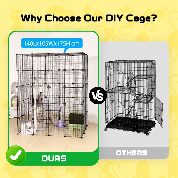 XL Cat Enclosure Cage House Metal DIY Rabbit Bunny Hutch Crate Ferret Kitten Kennel Fence Playpen Barrier Pen Habitat