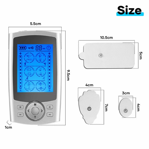 TENS EMS Muscle Stimulator Machine Electric Portable Back Neck Massager Nerve Knee Rechargeable Massage Unit Device 24 Modes