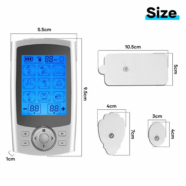 TENS EMS Muscle Stimulator Electric Rechargeable Massager Machine Portable Neck Back Knee Nerve Massage Unit Device 36 Modes