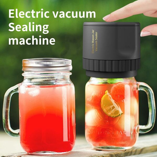 Automatic Jars Vacuum Sealer Canning Jars Mouth Regular Mason Lids Food Storage Fermentation  6.5cm 8.3cm Mason Jar Lids COLOR Black