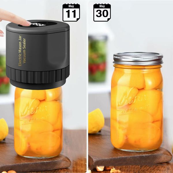 Automatic Jars Vacuum Sealer Canning Jars Mouth Regular Mason Lids Food Storage Fermentation  6.5cm 8.3cm Mason Jar Lids COLOR Black