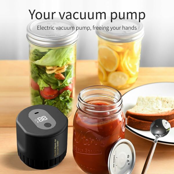 Automatic Jars Vacuum Sealer Canning Jars Mouth Regular Mason Lids Food Storage Fermentation  6.5cm 8.3cm Mason Jar Lids COLOR Black