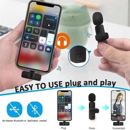 3 Cable Adapters Cordless Microphone  gift  Compatible with iPhone Android Phone Camera Laptop MacBook  Lavalier Microphone Wireless Vlog Tiktok YouTube Meeting use</p>