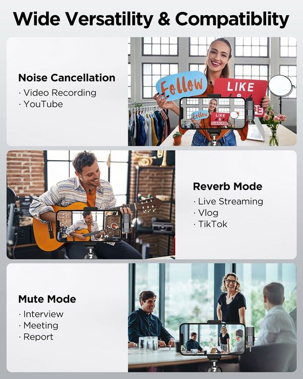 3 in 1 Cordless Lavalier Microphone iPhone iPad Android Camera Wireless USB TypeC Video Recording Vlog TikTok YouTube gift birthday christmas
