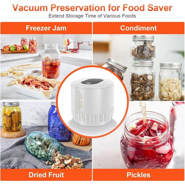 Automatic Jars Vacuum Sealer Canning Jars Mouth Regular Mason Lids Food Storage Fermentation  6.5cm 8.3cm Mason Jar Lids COLOR White