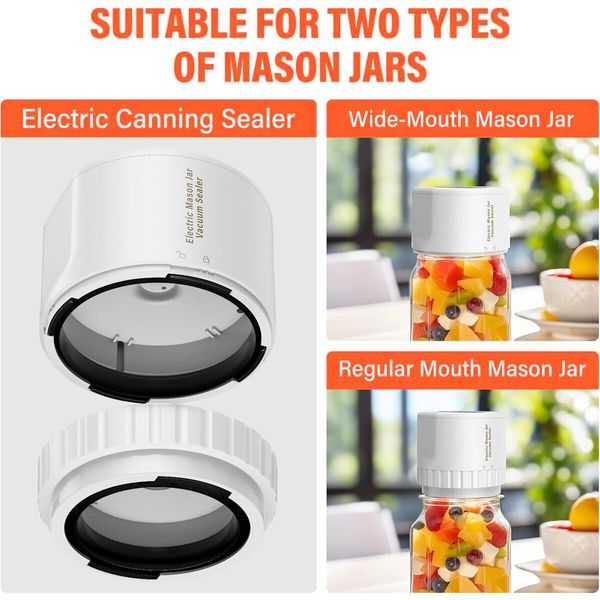 Automatic Jars Vacuum Sealer Canning Jars Mouth Regular Mason Lids Food Storage Fermentation  6.5cm 8.3cm Mason Jar Lids COLOR White