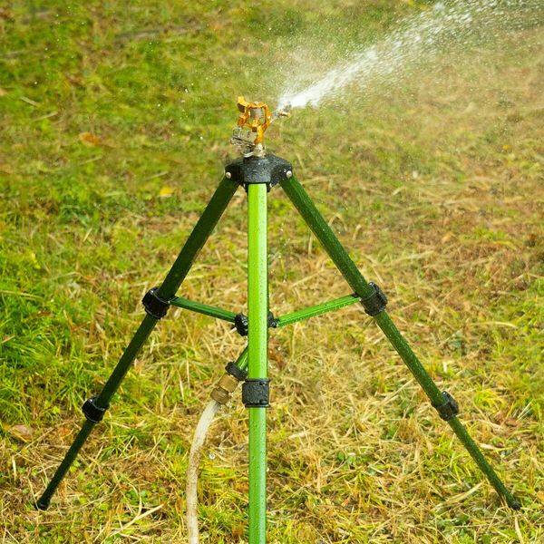 Impact Sprinkler on Tripod Base,Heavy Duty Brass Sprinklers,0-360 Degree Large Area Coverage,3/4 Inch Connector Extension Legs Flip Locks with Brass Sprinkler Head