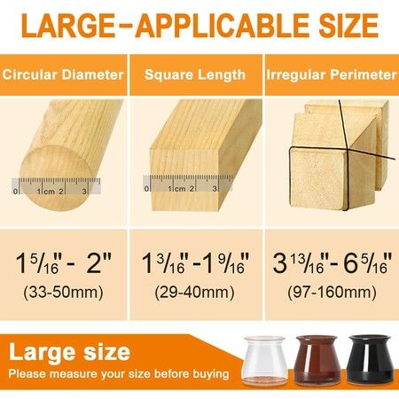 24 Pcs Chair Leg Floor Protectors for Hardwood Floors Silicone Covers to Protect Wood Tile Floors Felt Pads Furniture Leg Caps Non Slip Reduce Noise (Large-Clear)