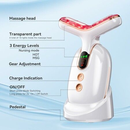 Neck Face Massager, Multifunctional Facial Massager, Rechargeable Sculpting Tool for Skin Care and Double Chin with Vibration(White)