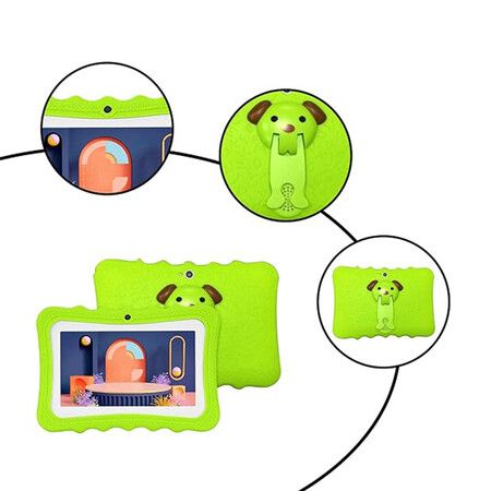 7 Tablet Computer for Kids 2+16G Android Tablet Front Rear Camera Tablet Kids Early Education Learning Machine Parent-Child Gift, Green