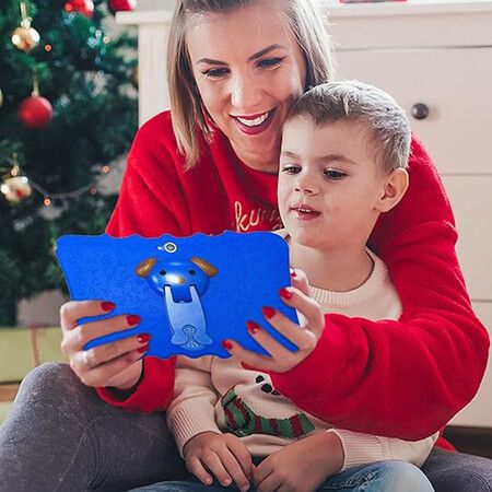 7 Tablet Computer for Kids 2+16G Android Tablet Front Rear Camera Tablet Kids Early Education Learning Machine Parent-Child Gift, Blue