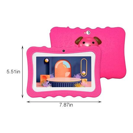 7 Tablet Computer for Kids 2+16G Android Tablet Front Rear Camera Tablet Kids Early Education Learning Machine Parent-Child Gift, Rose Red