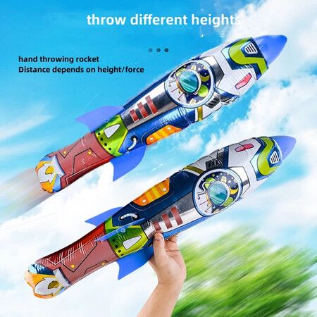 2pcs 63cm Rocket Balloon Launcher Finger-Press-to-Launch Rocket Inflatable Pop-Up Kids Toys Outdoor Sport Parties and Gifts (Rocket Balloon Launcher)