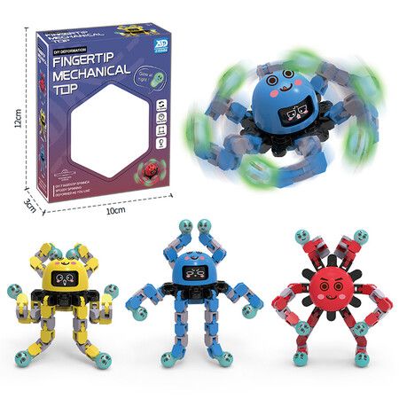 3PCS Deformation Robot Mechanical Octo-pus Gyroscope Toy Luminous Toy