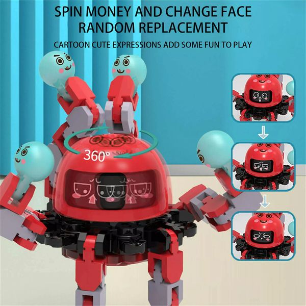 3PCS Deformation Robot Mechanical Octo-pus Gyroscope Toy Luminous Toy