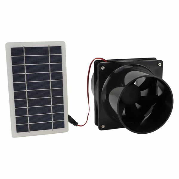 Solar Powered Exhaust Fan for Round Pipe, 10W 12V Solar Panel Ventilation Fan Kit for Outside, Greenhouse, Attics, Chicken Coop, Garage, Basement