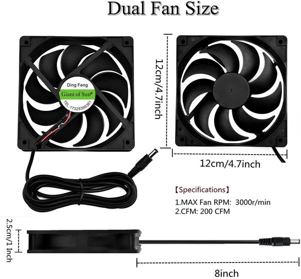 2 Fans 10W 4.7inch Dual Fans Solar Panel Kit 4m Extention Cord Energy Saving Ventilator Chicken Coop Greenhouse Shed Ventilation Cooling