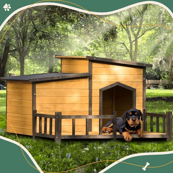 XXL Dog House Kennel Outdoor Raised Pet Enclosure Crate Indoor Exterior Home Furniture with Openable Roofs