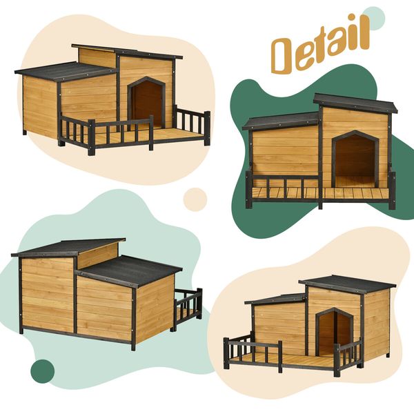 XXL Dog House Kennel Outdoor Raised Pet Enclosure Crate Indoor Exterior Home Furniture with Openable Roofs