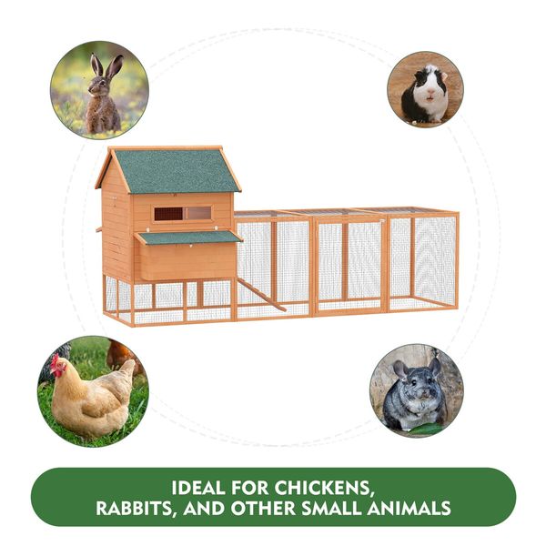 XXL Chicken Run Coop Wooden Hen Cage House Chook Pen Rabbit Hutch Fence Nesting Boxes Ramp 342x160x151cm