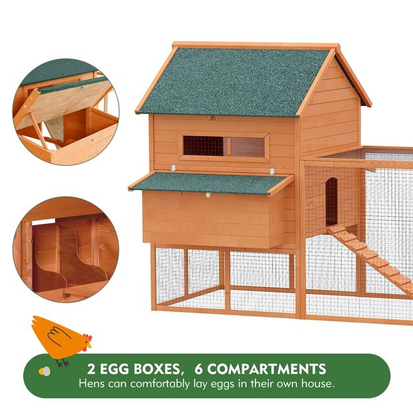 XXL Chicken Run Coop Wooden Hen Cage House Chook Pen Rabbit Hutch Fence Nesting Boxes Ramp 342x160x151cm