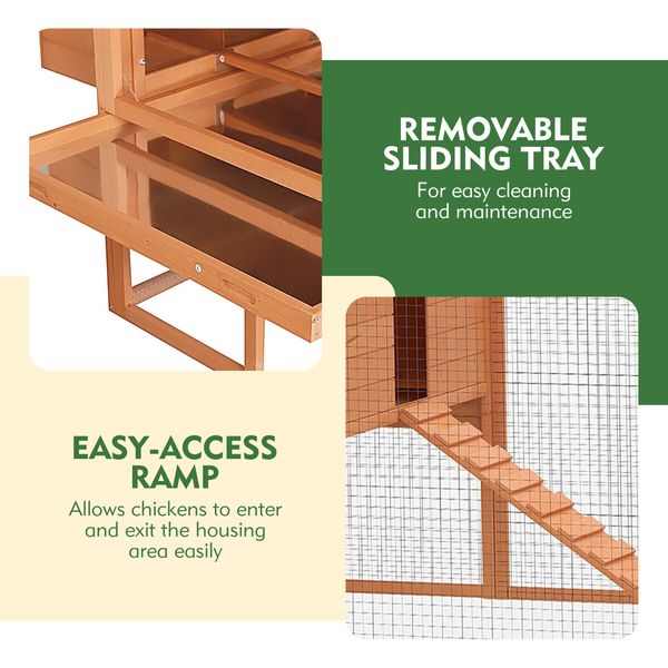 XXL Chicken Run Coop Wooden Hen Cage House Chook Pen Rabbit Hutch Fence Nesting Boxes Ramp 342x160x151cm
