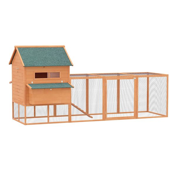 XXL Chicken Run Coop Wooden Hen Cage House Chook Pen Rabbit Hutch Fence Nesting Boxes Ramp 342x160x151cm