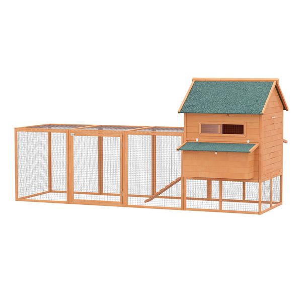 XXL Chicken Run Coop Wooden Hen Cage House Chook Pen Rabbit Hutch Fence Nesting Boxes Ramp 342x160x151cm