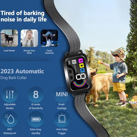 Dog Bark Collar, Rechargeable Smart Barking Collar, Anti Barking Training Collar for Small Medium Large Dogs, Black
