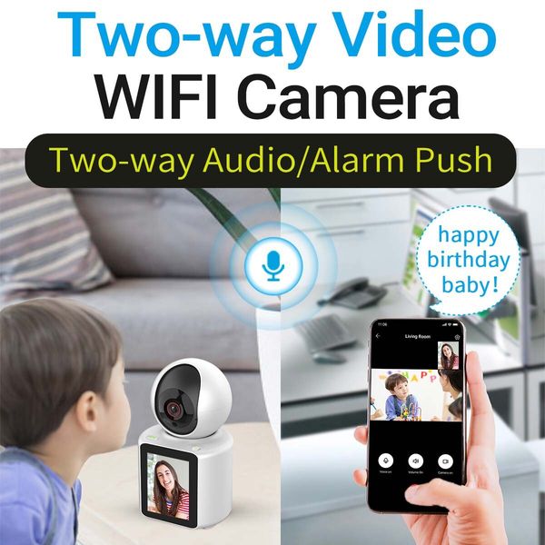 1080P HD Indoor Security WiFi Camera,2 in 1 Baby Call Display Two-Way Talk Camera Night Vision Surveillance Camera for Home with Time (2.4G WiFi Camera)