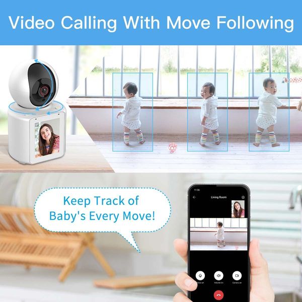 1080P HD Indoor Security WiFi Camera,2 in 1 Baby Call Display Two-Way Talk Camera Night Vision Surveillance Camera for Home with Time (2.4G WiFi Camera)